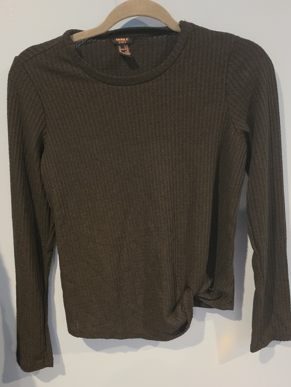 Forever 21 Waffle Knit Long-Sleeve Top With Knot